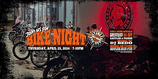Immagine principale di Bike Night @ Original Sin Tavern! 