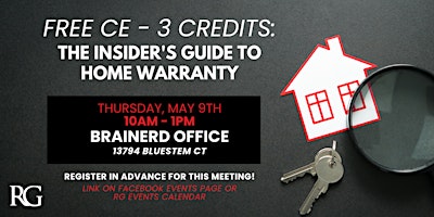 Imagem principal do evento FREE CE: 3 Credits - The Insider's Guide to Home Warranty