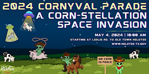 Image principale de 2024 A Corn-Stellation Space Invasion Cornyval Parade