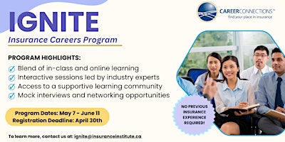 Primaire afbeelding van Info Session- Ignite Insurance Careers Program For Newcomers in Toronto