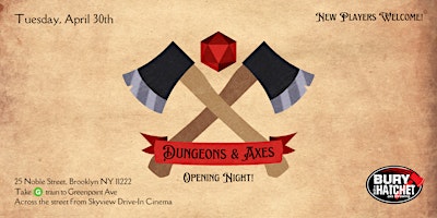 Immagine principale di Dungeons & Axes - Opening Night! 