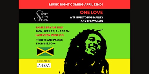 Immagine principale di James Bryan Trio: One Love A Tribute to Bob Marley and The Wailers 