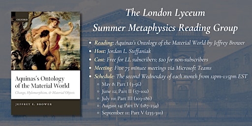 The London Lyceum Summer Metaphysics Reading Group primary image