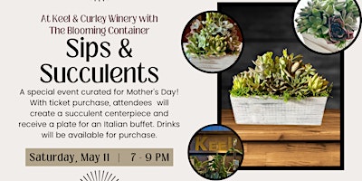 Primaire afbeelding van Sips &  Succulents: Succulent Centerpiece Workshop and Dinner at Keel Farms