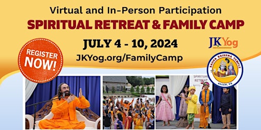 Embrace Spiritual Growth at JKYog's Spiritual Retreat & Family Camp 2024  primärbild