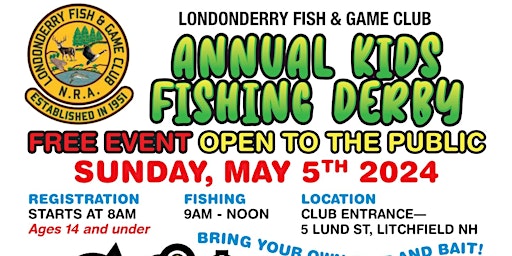 Primaire afbeelding van WORK PARTY- KIDS FISHING DERBY 5/5/24