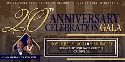 Primaire afbeelding van Body of Christ Worship Center 20th Church Anniversary Gala