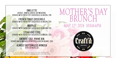 Hauptbild für Mother's Day Brunch 2024 - Sunday May 12th from 10 AM - 6 PM - Yorkville