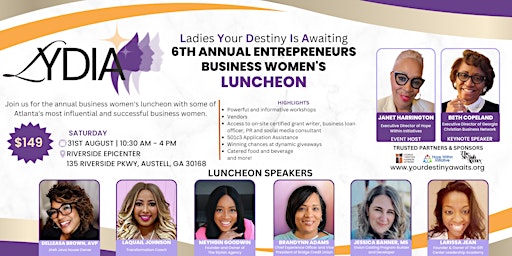 Image principale de 6th Annual Entrepreneurs Business Women's Luncheon | LYDIA