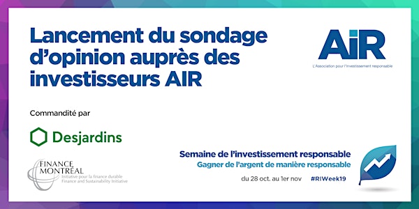 Lancement du sondage d’opinion auprès des investisseurs AIR - Perspectives des investisseurs canadiens sur le plastique (Montréal)