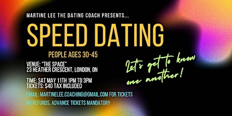 #1 SPEED DATING EVENT (ages 30 to 45 roughly)