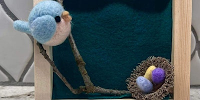 Immagine principale di Wooly Wednesday Morning Framed Felted Mother Bird and Nest 