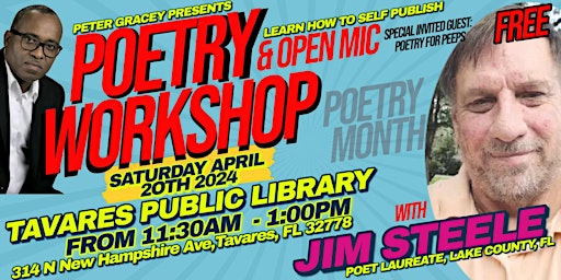 Primaire afbeelding van POETRY WORKSHOP & OPEN MIC - WITH JIM STEELE POET LAUREATE, LAKE COUNTY