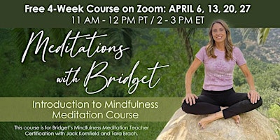 Primaire afbeelding van Introduction to Mindfulness Meditation 4-Week Course on Zoom