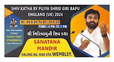 Imagem principal do evento Shivkatha By Pujya Shree Giribapu in Wembley UK