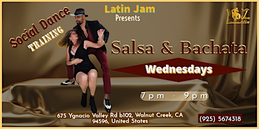 Imagem principal de Salsa Class and Bachata Class |Social Dance  Wednesday with Latin Jam