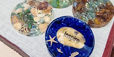 Resin coasters made with crystals and natural elements primary image