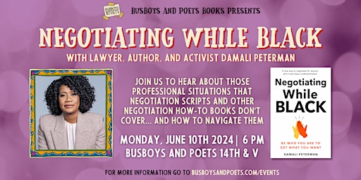 Image principale de NEGOTIATING WHILE BLACK | A Busboys and Poets Books Presentation