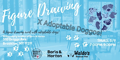 Primaire afbeelding van 5/9 Figure Drawing x Adoptable Doggos hosted by Brooklyn Hearts Club