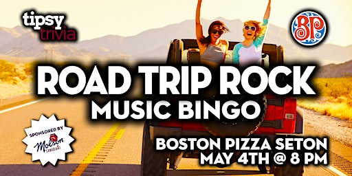 Imagem principal do evento Calgary: Boston Pizza Seton - Road Trip Rock Music Bingo - May 4, 8pm