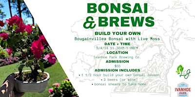 Bonsai and Brews -Bougainvillea Bonsai Tree Edition  L&J Nursery & IPB 5/4 primary image