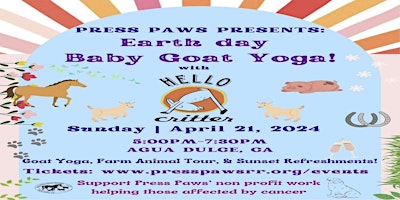 Imagem principal do evento Earth Day Baby Goat Yoga to Benefit Press Paws Ranch Retreat