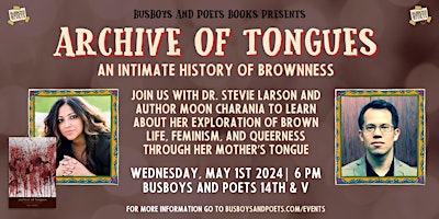 Primaire afbeelding van ARCHIVE OF TONGUES | A Busboys and Poets Books Presentation