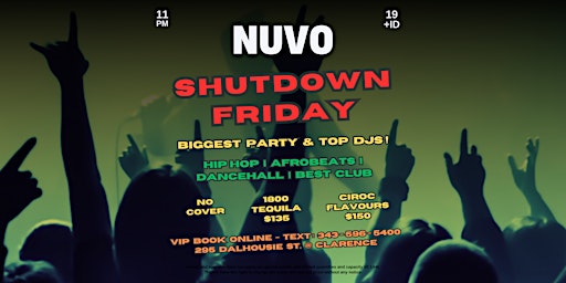 Primaire afbeelding van SHUTDOWN FRIDAY @ NUVO  LOUNGE - OTTAWA BIGGEST PARTY & TOP DJS!