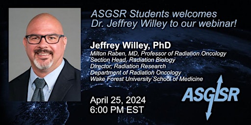 Hauptbild für ASGSR Students webinar with Dr. Jeffrey Willey