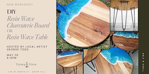 Imagen principal de Make Your Own Resin Wave Charcuterie Board OR Teak Side Table