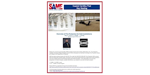 Imagem principal do evento SAME Coastal Carolina - May Monthly Post Mtg (Fire Protection)