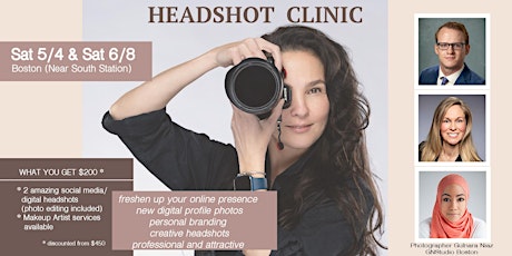 Professional Headshot Clinic Boston - Sat. 5/4/2024 & Sat 6/8/2024