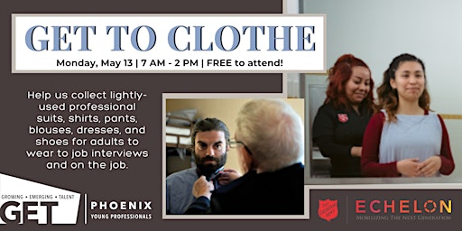 Primaire afbeelding van GET to Give |  GET to Clothe - Salvation Army Clothing Drive