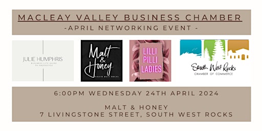 Primaire afbeelding van Macleay Valley Business Chamber April Networking Event