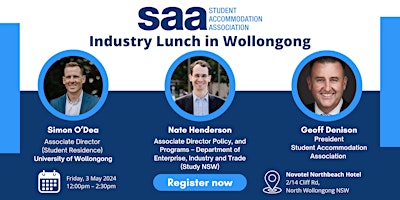 Student Accommodation Association Industry Lunch in Wollongong, NSW primary image