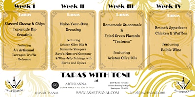 Imagen principal de Week II "Tapas with Toni" & The Barrel Age- Mocktails & Tapas