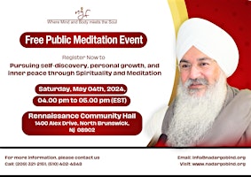 Primaire afbeelding van Public Meditation Event (Free) @ North Brunswick, NJ