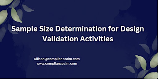 Image principale de Sample Size Determination for Design Validation Activities