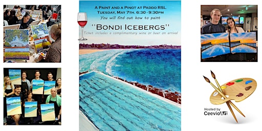 Imagem principal do evento A Paint and a Pinot at Paddo RSL. "Bondi Icebergs"