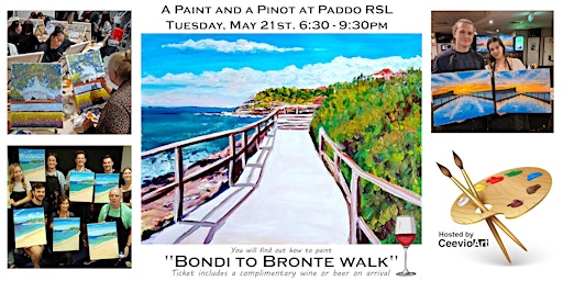 Imagem principal do evento A Paint and a Pinot at Paddo RSL. "Bondi to Bronte".