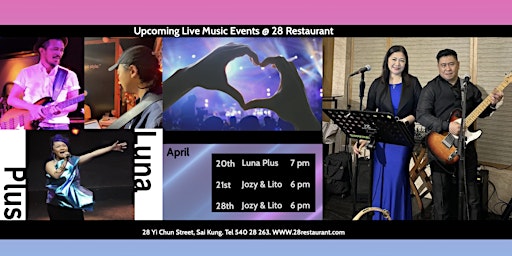 Live Music Weekend. Luna Plus On Sat 20th. Jozy & Lito On Sun 21st primary image