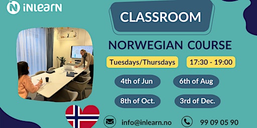Primaire afbeelding van A1 Norwegian Beginner Course in Oslo Tuesdays/Thursdays