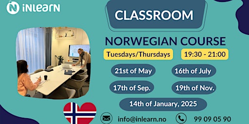 Image principale de A1 Norwegian Beginner Course in Oslo Tuesdays/Thursdays