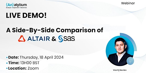Imagen principal de Webinar: Side-by-Side Comparison of Altair and SAS Institute