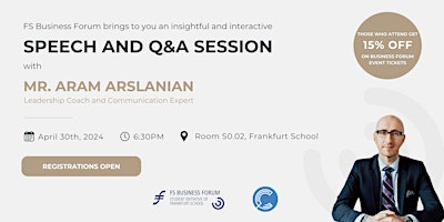 Hauptbild für FS Business Forum Pre-Event With Aram Arslanian [FREE]