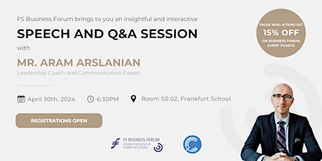 FS Business Forum Pre-Event With Aram Arslanian [FREE]