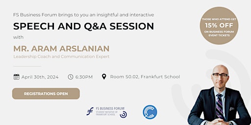 FS Business Forum Pre-Event With Aram Arslanian [FREE]  primärbild