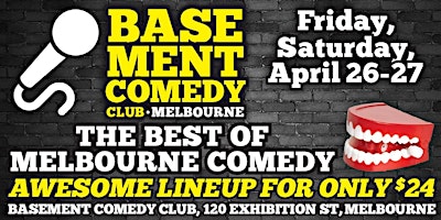 Primaire afbeelding van Basement Comedy Club: Friday/Saturday, April 26/27, 8pm