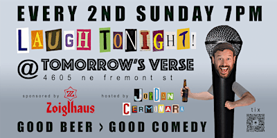 Imagem principal do evento LAUGH TONIGHT! @ Tomorrow's Verse w/ Jordan Cerminara & friends