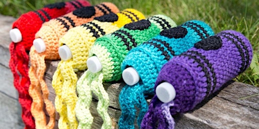 Crochet Crayon Water Bottle Cozy primary image